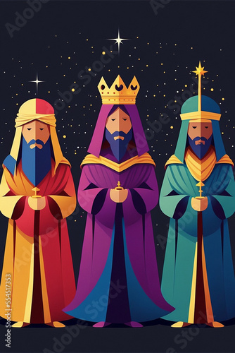Fotografiet The Three Magi King of Orient, The Three Wise Men Illustration, Melchior, Caspar