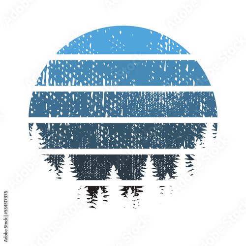 Sunset Retro Striped Trees Vintage Color