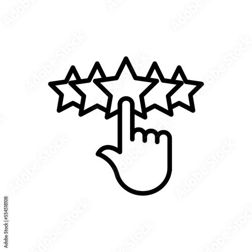 Customer review rating with 5 stars and thumb-up. Outline icon with editable stroke. Vector