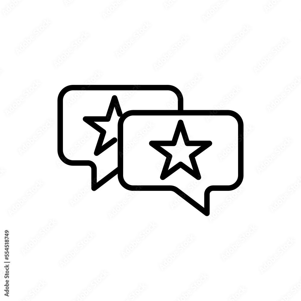Customer feedback pixel perfect linear icon. Speech bubble with stars. Ranking business. Thin line illustration. Contour symbol. Vector outline drawing. Editable stroke. Poppins font used Customer feedback pixel perfect linear icon. Speech bubble with stars. Ranking business. Thin line illustration. Contour symbol. Vector outline drawing. Editable stroke. Poppins font used