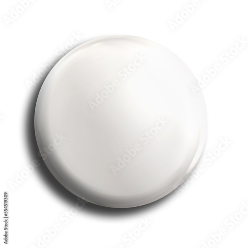 3D round shape white button, badge, icon. White Glass Circle 3 dimensional object - Image