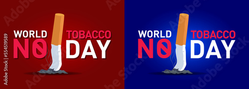 World No Tobacco Day Logo, Unit, Mnemonic, Poster, Web header, symbol, icon. Banner. 31st May. Stop Tobacco, Quit cigarette  - Vector, Illustration