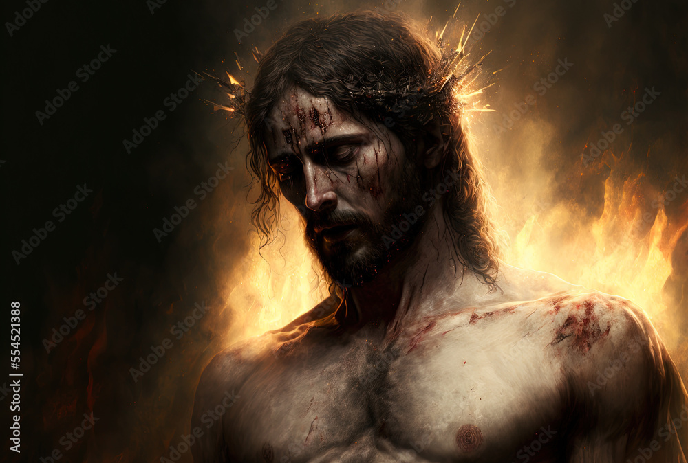 Jesus Christ, the idea of passion, and a religious image. Generative AI Jesus Christ, the idea of passion, and a religious image. Generative AI
