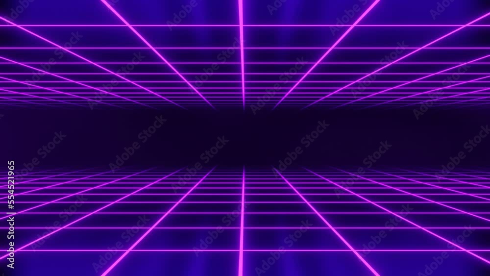 Colorful neon glow retro grid tunnel vj loop animation background Stock ...