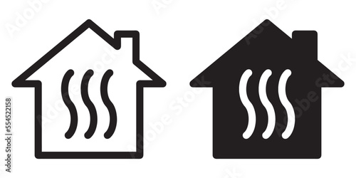 ofvs269 OutlineFilledVectorSign ofvs - home heating vector icon . smart house . isolated transparent . central heating system . black outline and filled version . AI 10 / EPS 10 / PNG . g11609