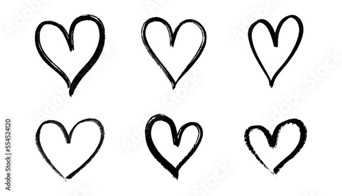 set of hand drawn heart icons on white