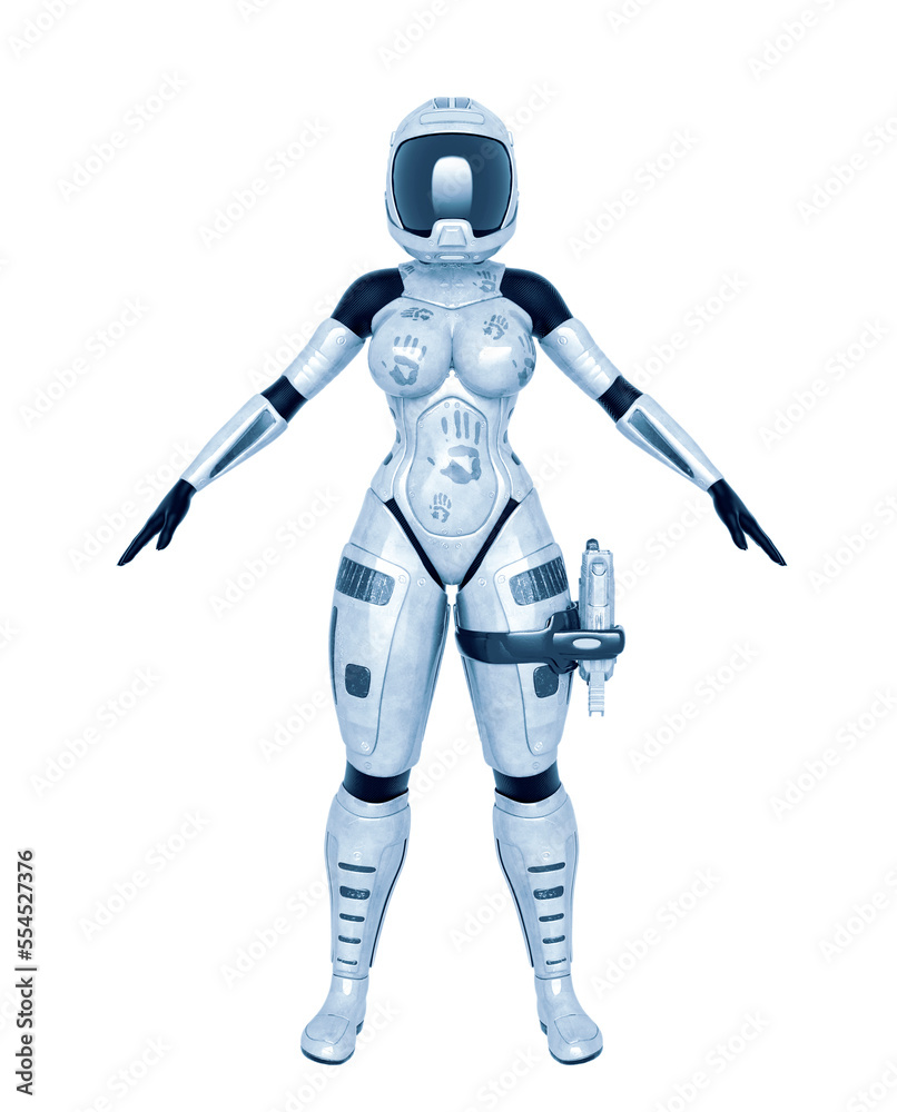 coolest astronaut girl in white background