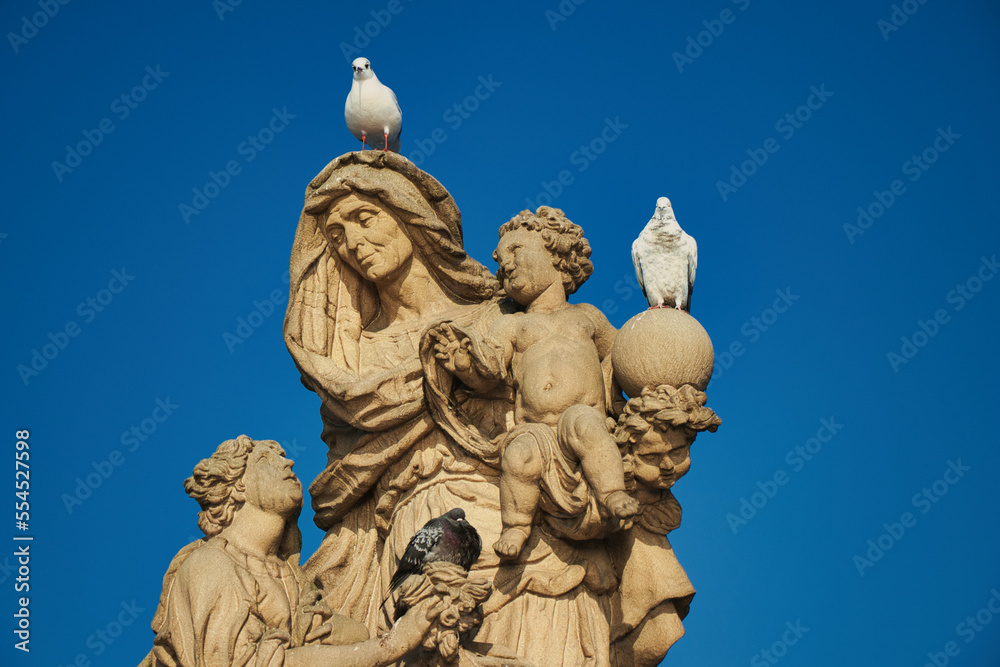 Statue of St. Anne on Charles bridge, Prague. Czech Republic.