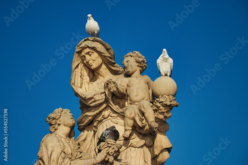 Statue of St. Anne on Charles bridge  Prague. Czech Republic.