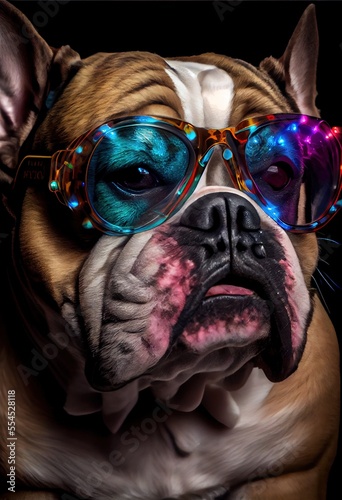 party bulldog portrait