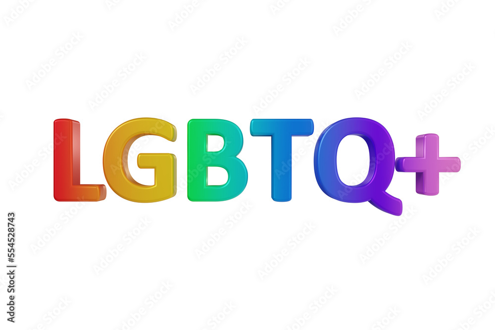 3D Text LGBTQ+ rainbow word colurful 3D Text LGBTQ+ rainbow word colurful