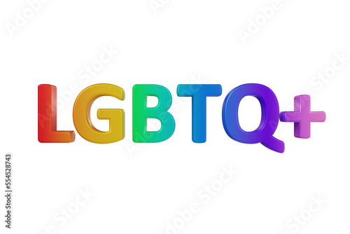 3D Text LGBTQ+ rainbow word colurful