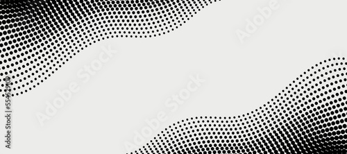 Pop art template, texture. Monochrome halftone dots wavy pattern. Halftone dot abstract background