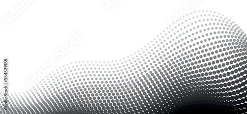 Abstract wave halftone black and white. Monochrome texture for printing on badges, posters, and business cards.