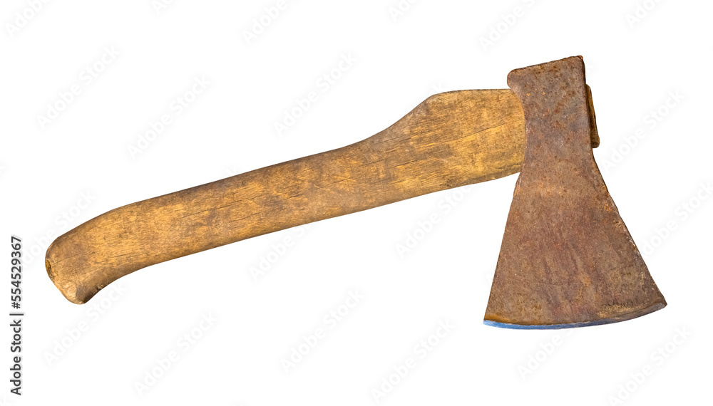 Old ax on a transparent background. isolated object Old ax on a transparent background. isolated object