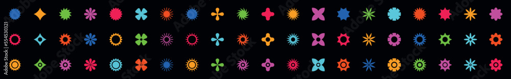 Flowers icons set. Simple abstract flowers. Flat style. Vector illustration
