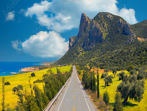 Yudi Mountain in Yedikonuk, İskele, North Cyprus on sunny day photo