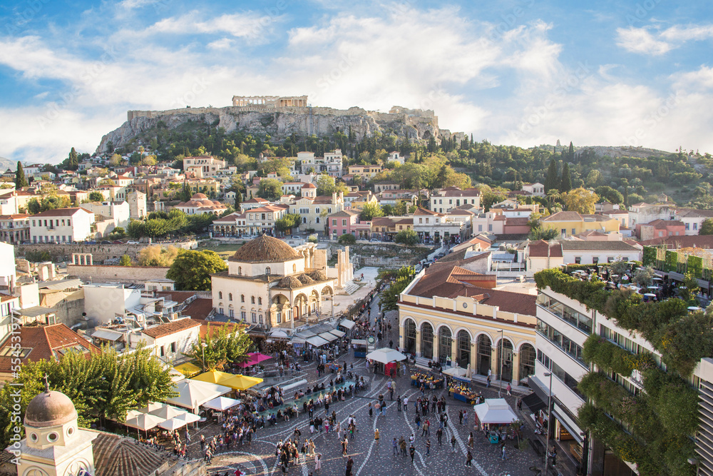 Obraz na płótnie Beautiful view of the Acropolis and Monastiraki area in Athens, Greece w salonie