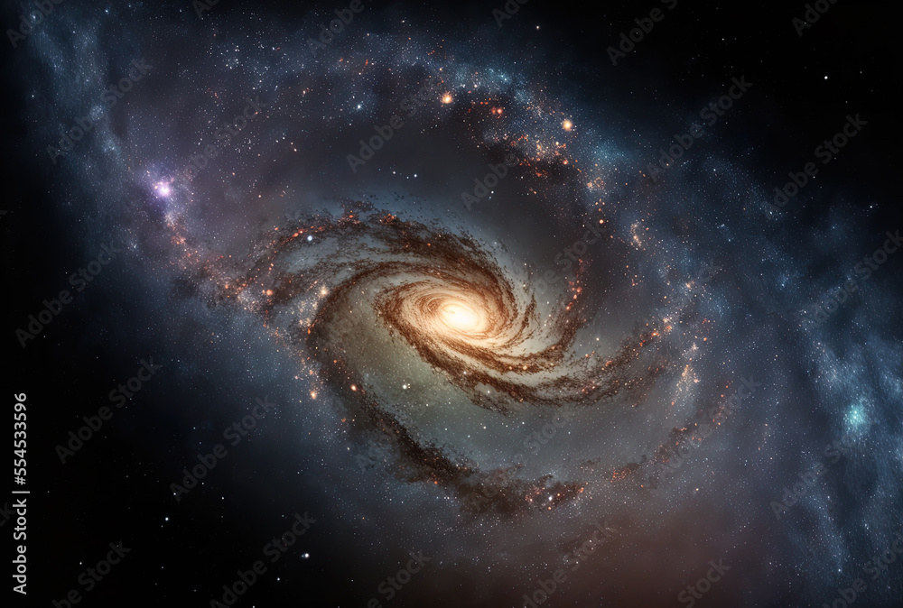 Fototapeta premium Milky Way galaxy in close up, with stars and cosmic dust in the background. Generative AI