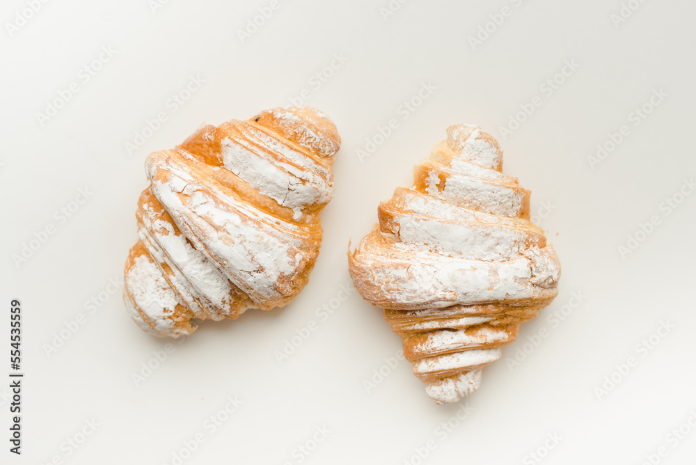 Croissants on a white background. Baking on a white background.
