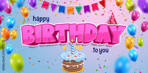 Happy Birthday Banner - Colorful Vector Illustration