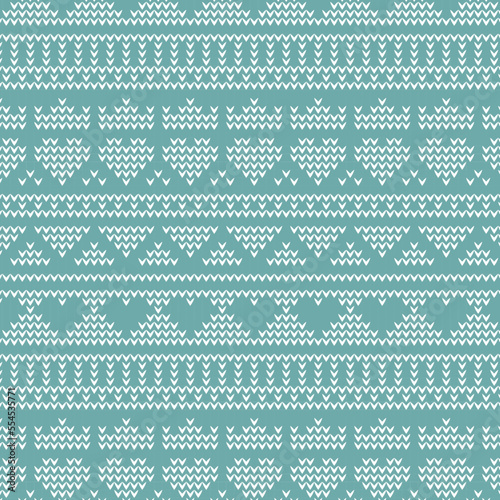 teal valentine fair isle knit vector pattern