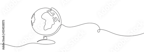 Earth globe drawn by one line. globe continuous line. Vector illustration