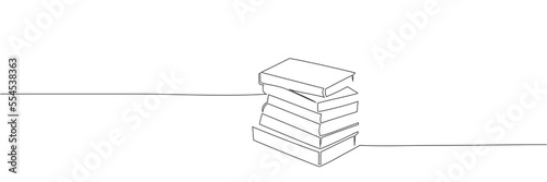Continuous line drawing of a book. Stacks of books. Vector illustration