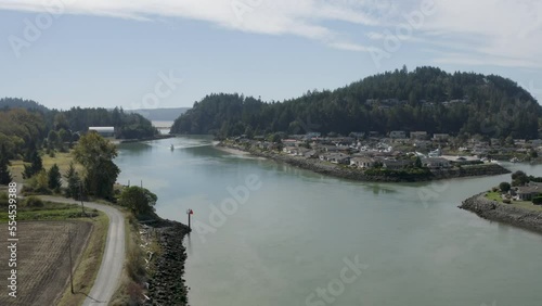 Swinomish Channel La Conner Washington View of the Skagit River Shelter Bay Aerial Flyover photo