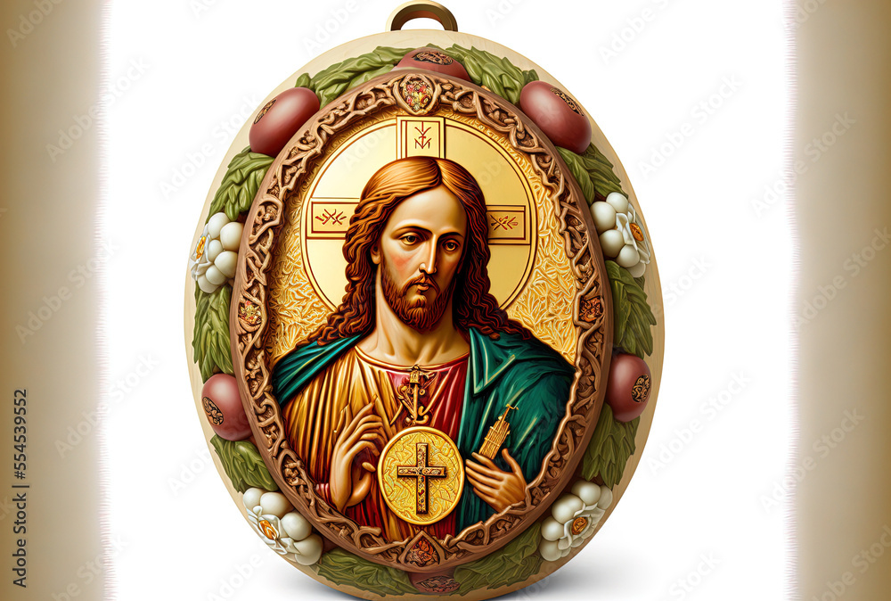 Obraz premium Easter rosary icon left view. Generative AI