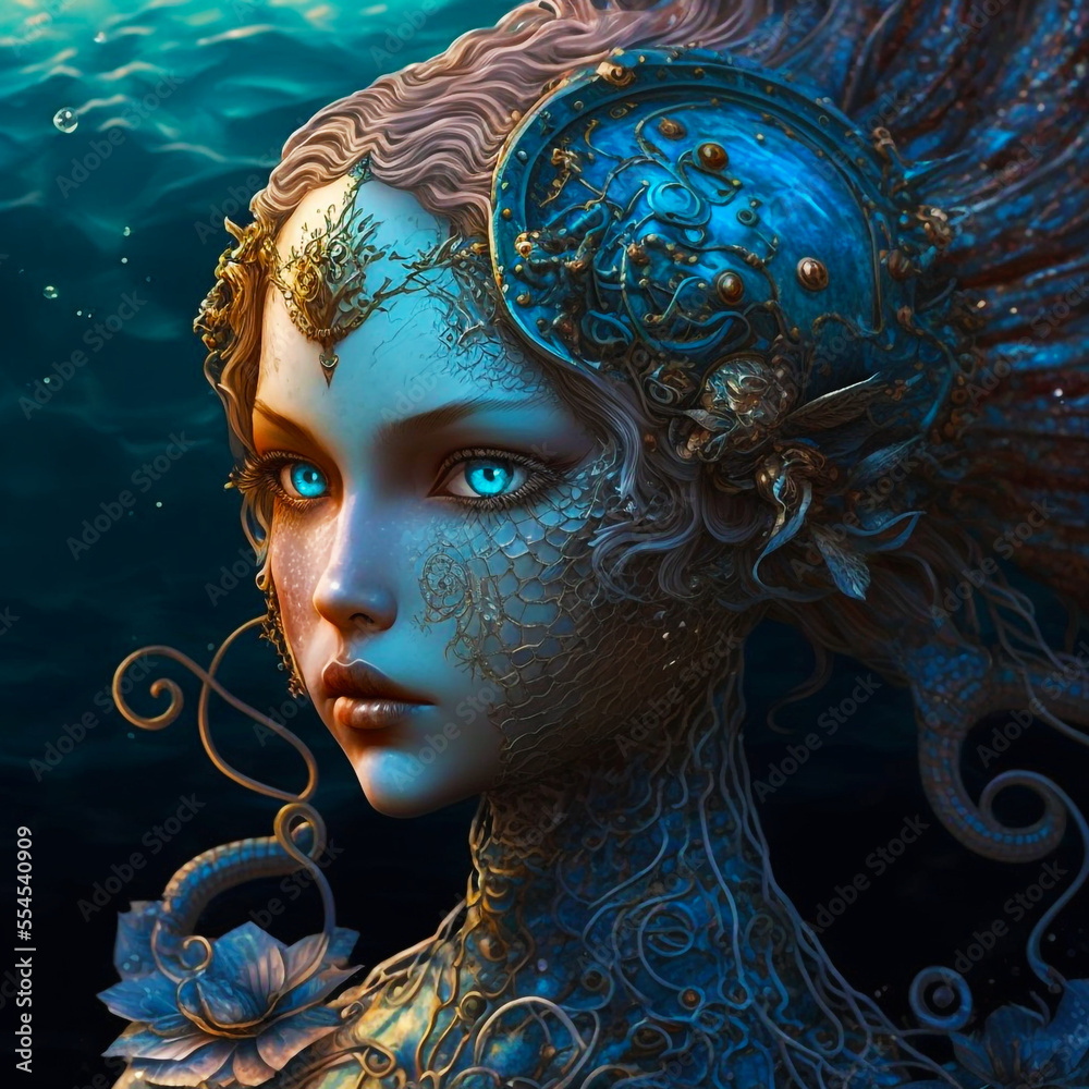 Mermaids of Fantasy. AI Midjourney. Other Worlds Collection Stock ...