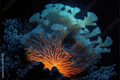 Fototapeta Underwater world, corals in the depths of the ocean
