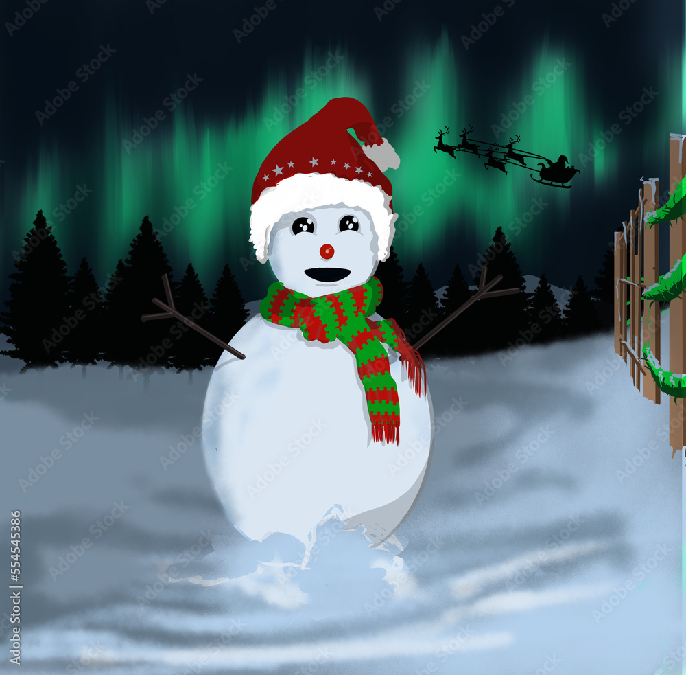 Obraz premium muñeco de nieve ilustracion de navidad fondo en png 