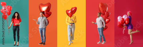 Set of people with heart-sh...