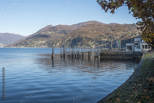 The Luino landing stage with the mountains in the background © Alessio