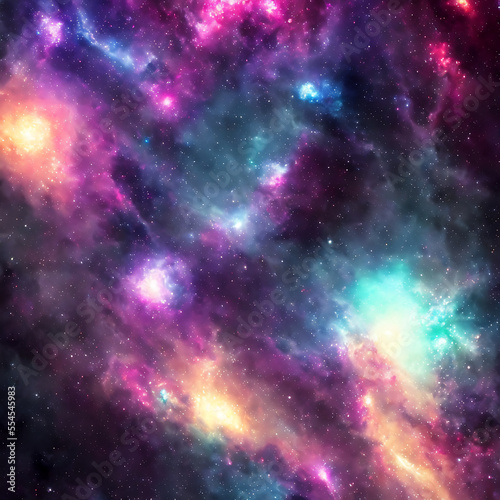 Colorful space nebula with stars model texture render