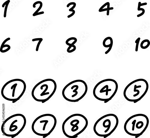 数字のアイコンセット【黒線画】