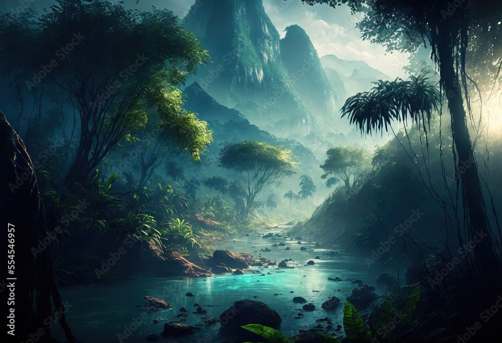 Generative AI.   Rainforest Illustrations No.02