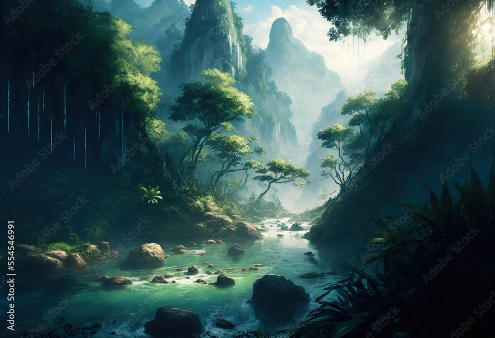 Generative AI. Rainforest Illustrations No.04 Generative AI. Rainforest Illustrations No.04