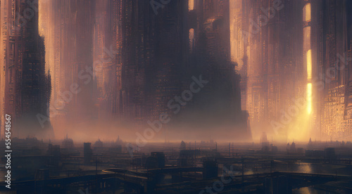 Ai Digital Illustration Steampunk Cityscape