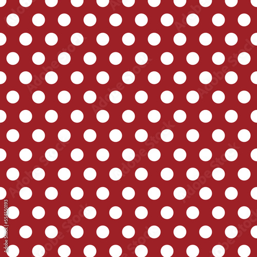 Retro textile in the style of the 70s. Red with white dots. seamless polka pattern