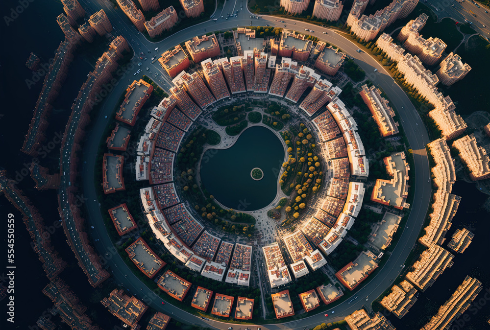 aerial photos of China's contemporary cities and landscapes. Generative AI