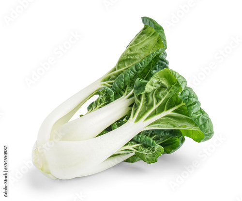 Fresh pak choi cabbage on white background