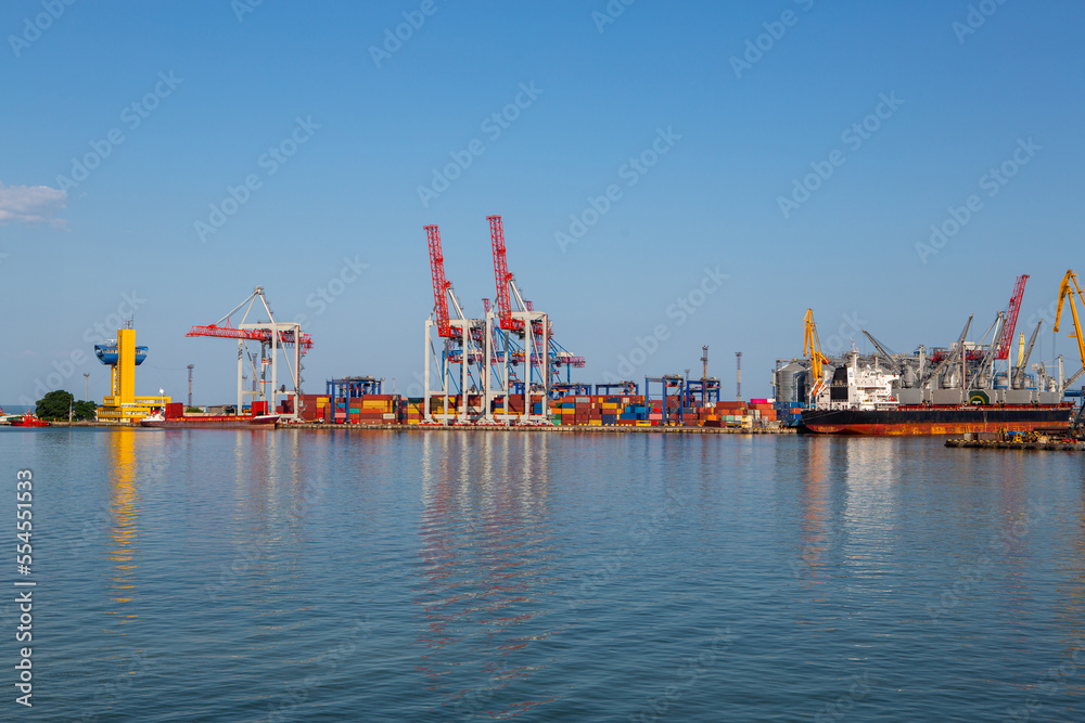 industrial port with containers