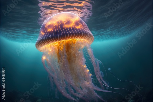Sea jellyfish on the wave o...