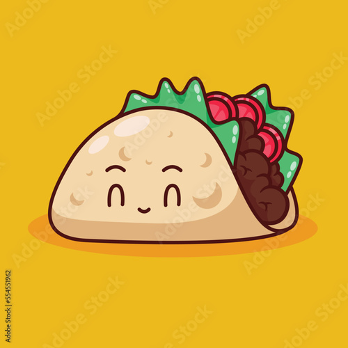 cute taco illustration in flat design