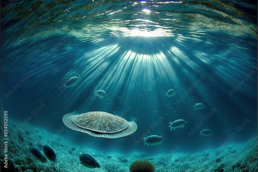 Marine fish, stingray. Unique deep inhabitants of the underwater world ...