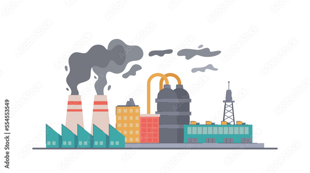 Vector illustration of an energy production plant. 