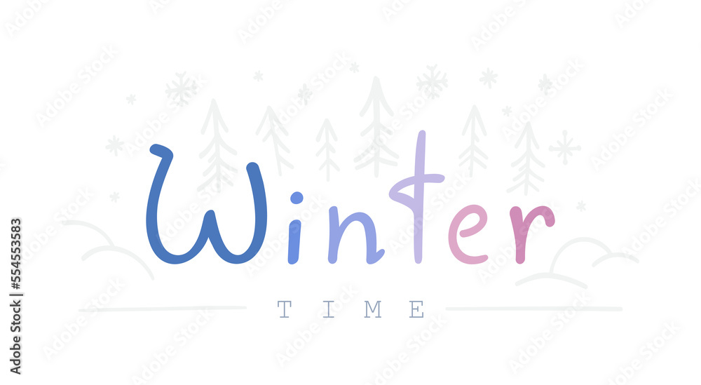 Typography. Winter. The cold lettering of winter. Vector illustration of blue lettering on white background. Typography. Winter. The cold lettering of winter. Vector illustration of blue lettering on white background.