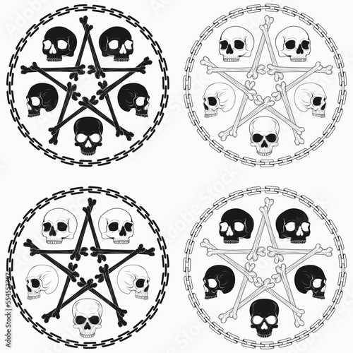Grayscale Bone Star Skull Design